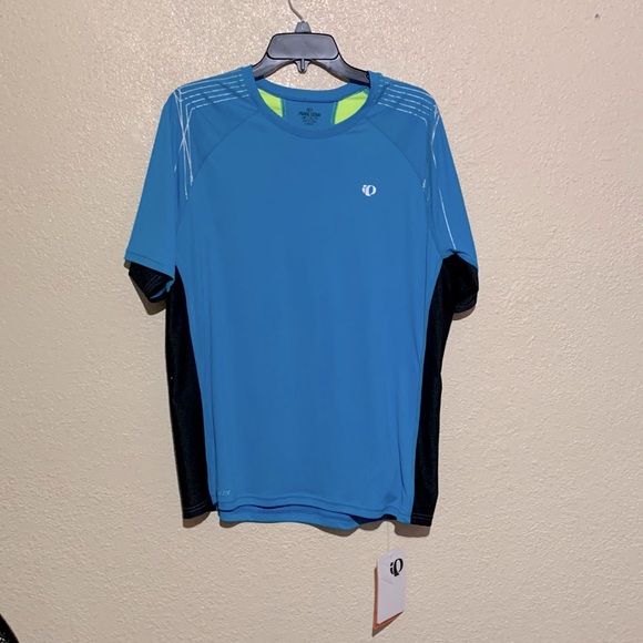 Pearl Isumi Men's Tee Activewear Elite L NWT  Blue Black Stretchy Reflective - Picture 1 of 16